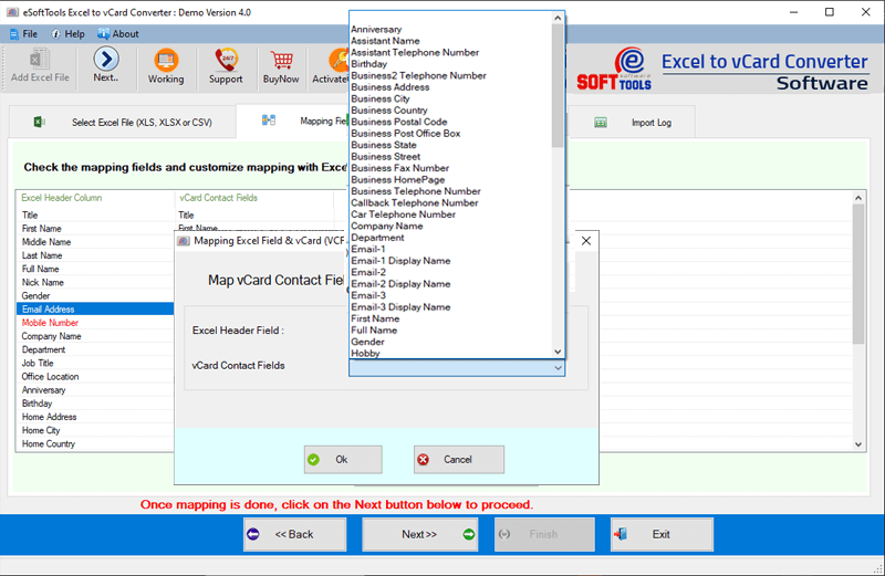 excel contacts to vcard